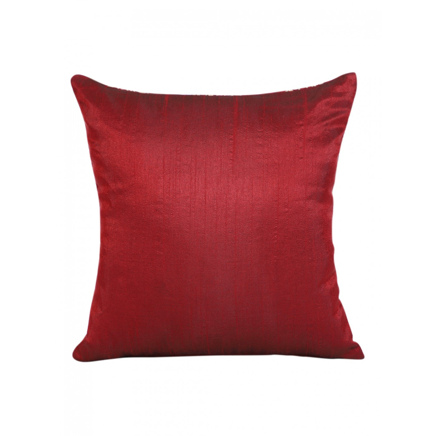 Maroon Dupion Embroidered Elegance Cushion Cover 12x12 Inches