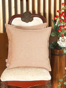 Plane Flenge Cotton Cushion Covers Brown Set of 2