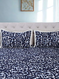 Midnight Ikat Luxe Viscose Dohar with Contrast Piping - 2 Pillow Cover