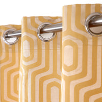 Cotton Geometric Self Design Mustard Curtain