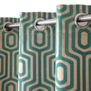 Cotton Geometric Self Design Green Curtain