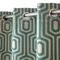 Cotton Geometric Self Design Green Curtain