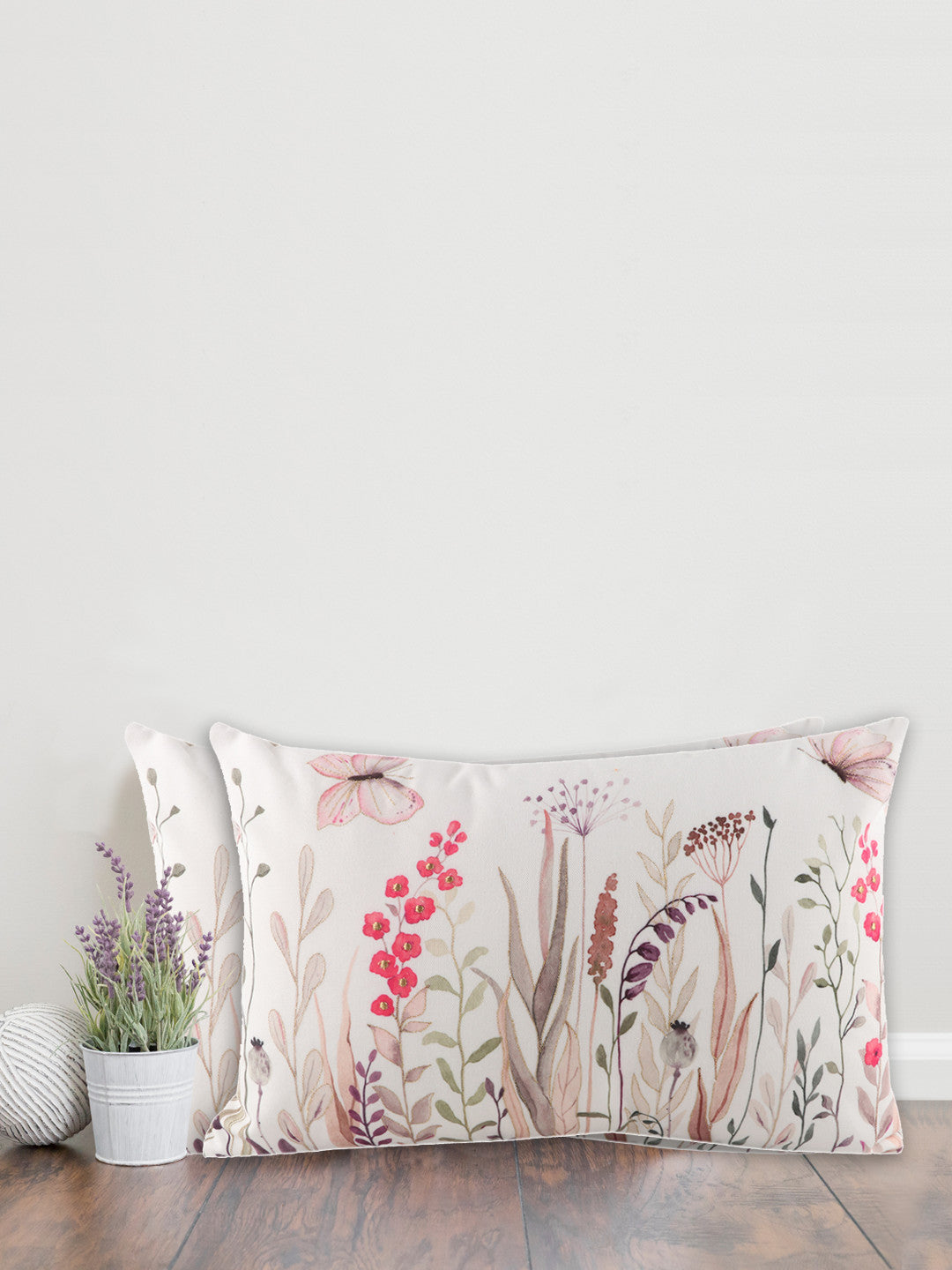 Printed and Embroidered Floral 12x18 Inch Cushion Cover - Pack of 1