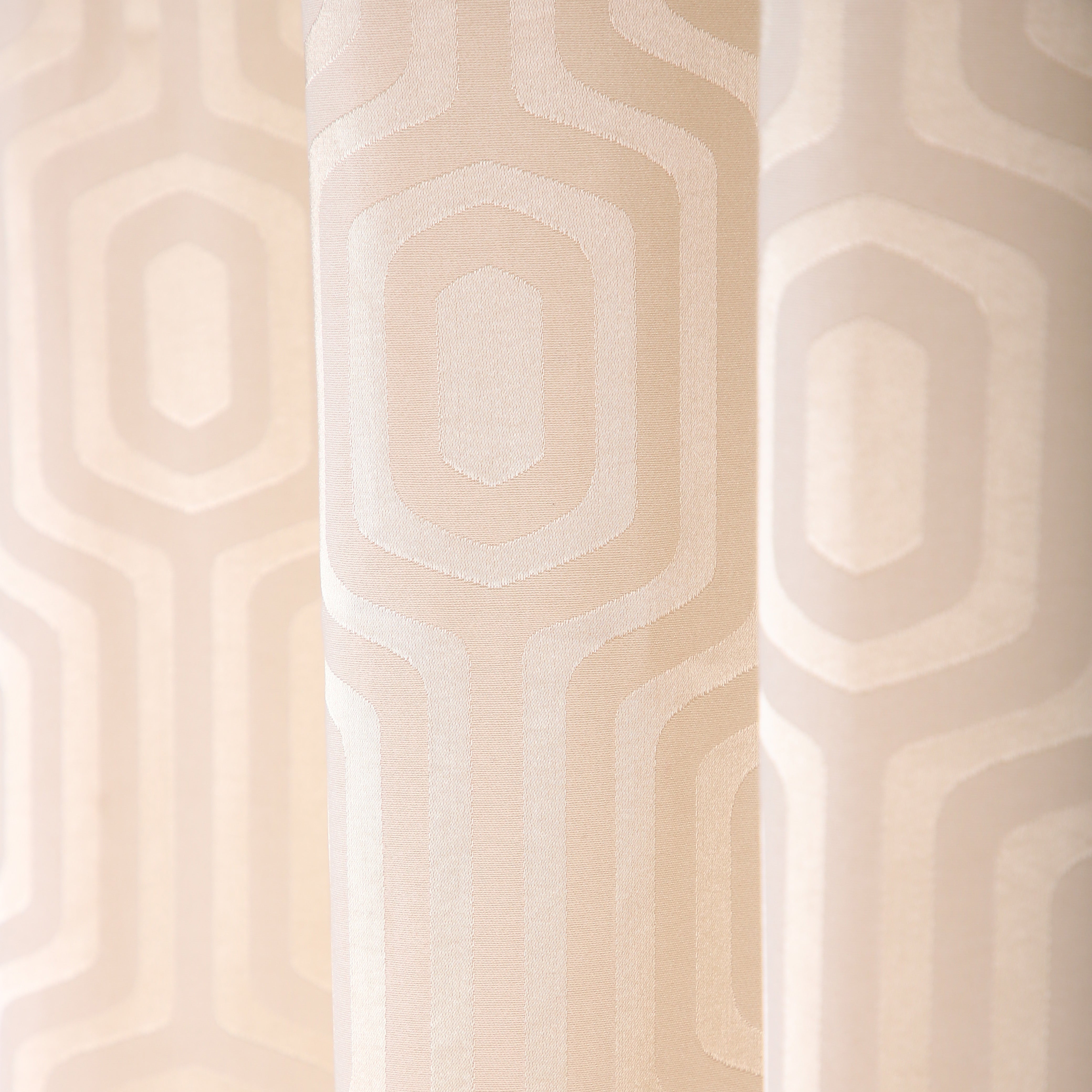 Cotton Geometric Self Design Ivory Curtain