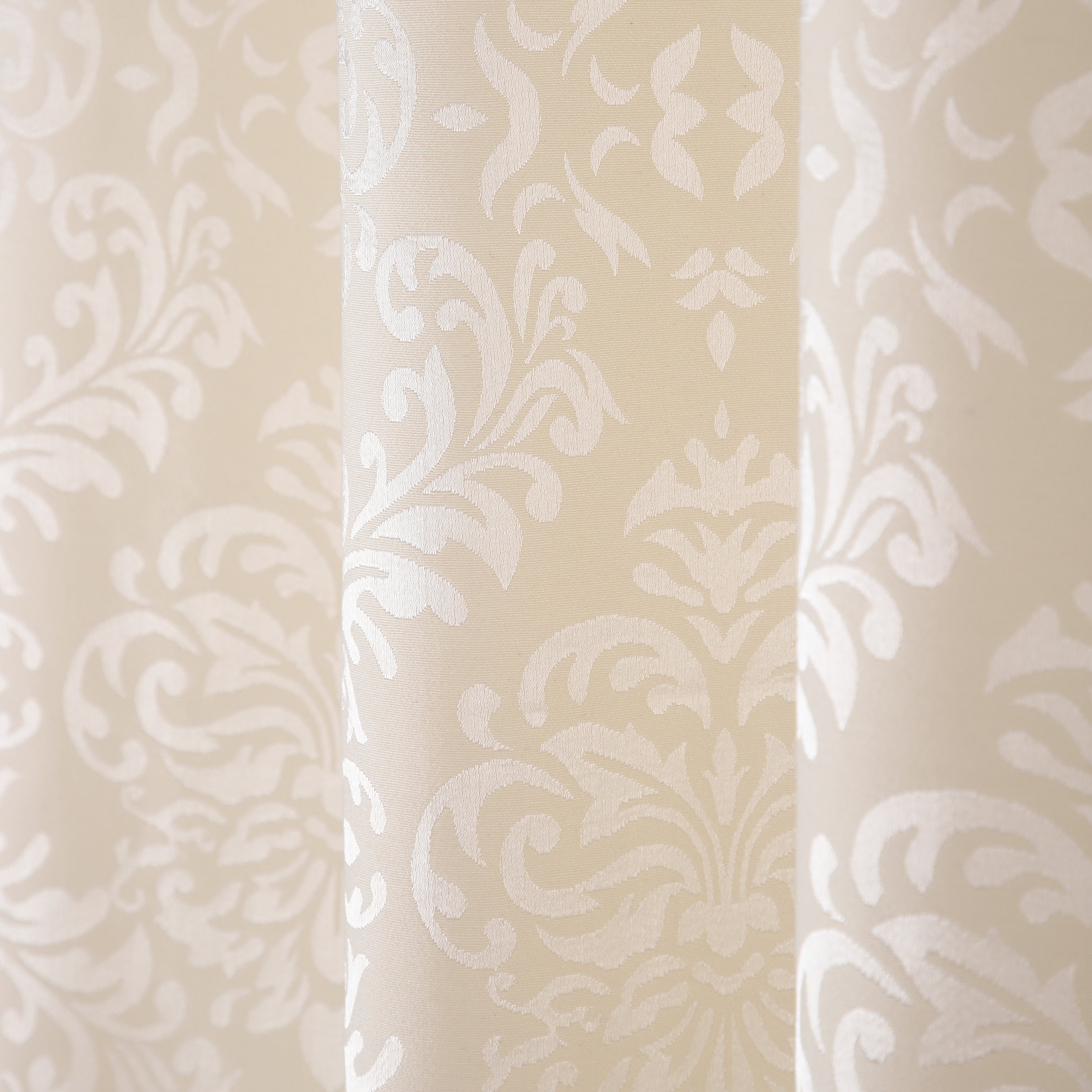 Cotton Heavy Fabric Grommet Self Design Cream Curtain