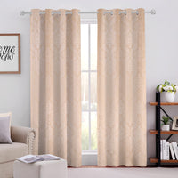 Cotton Heavy Fabric Grommet Self Design Gold Curtain