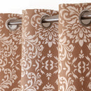 Cotton Heavy Fabric Grommet Self Design Brown Curtain