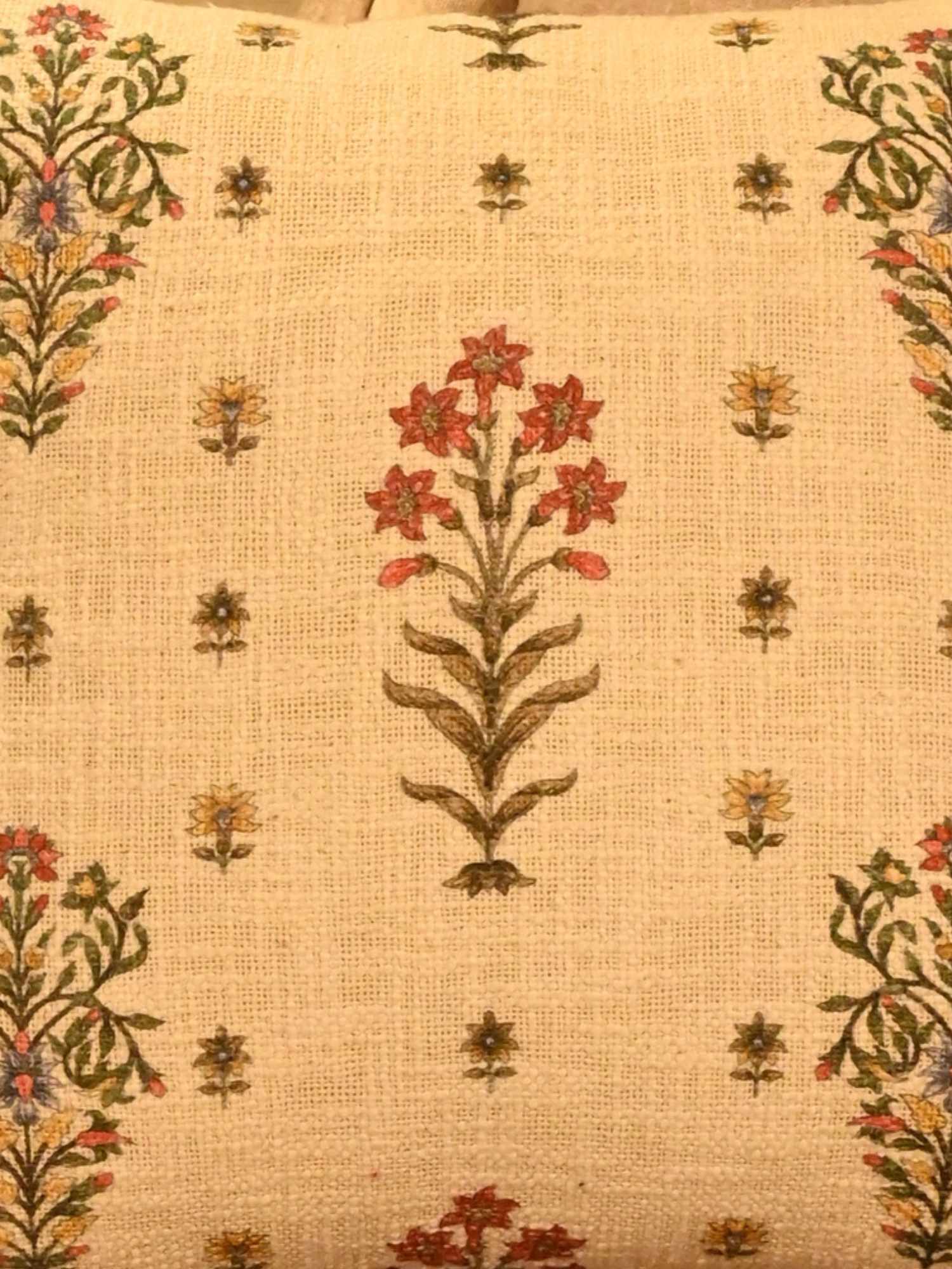 Floral Cotton Slub Cushion Cover - 16x16 Inch