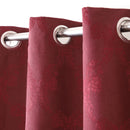 Cotton Burgundy Self Design Curtain with Grommets