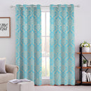 Cotton Heavy Fabric Self Design Turquoise Curtain with Grommets