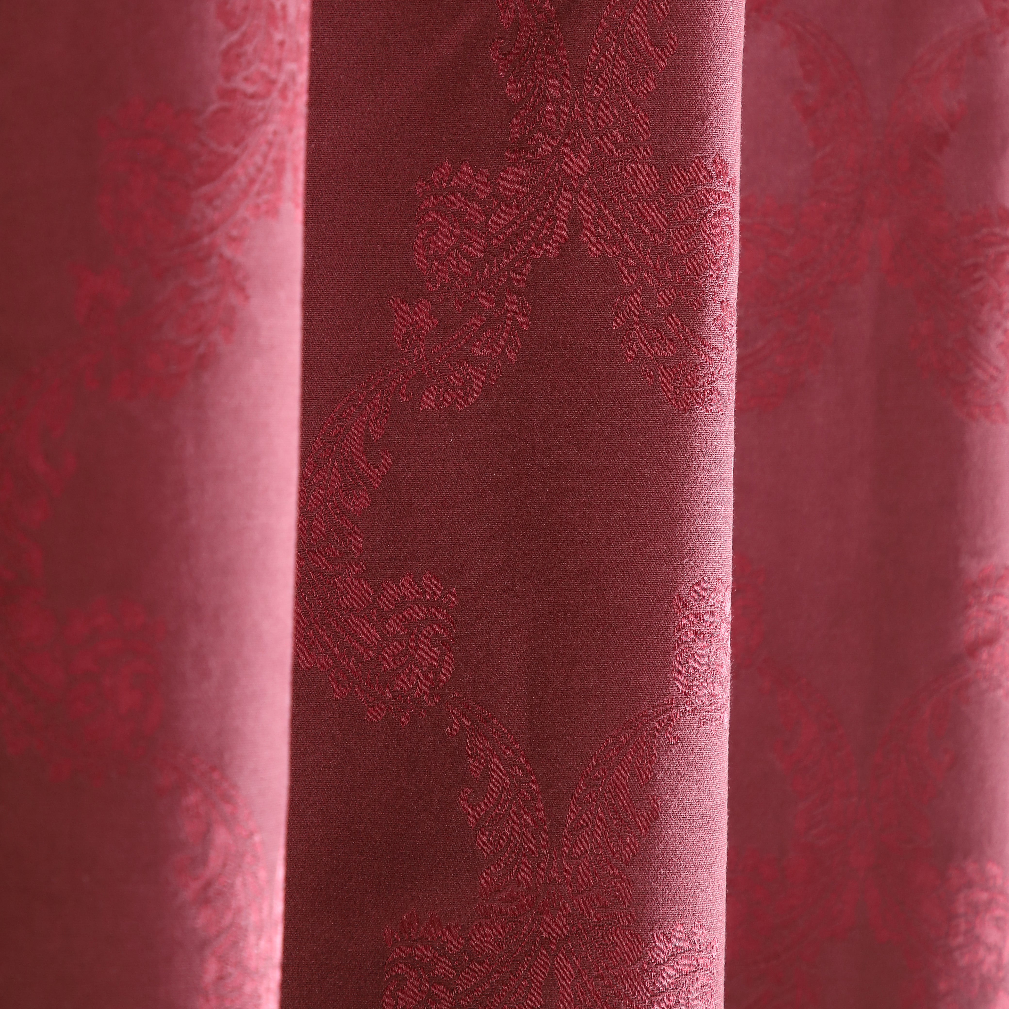 Cotton Burgundy Self Design Curtain with Grommets