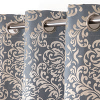 Cotton Heavy Fabric Grommet Self Design Blue Curtain