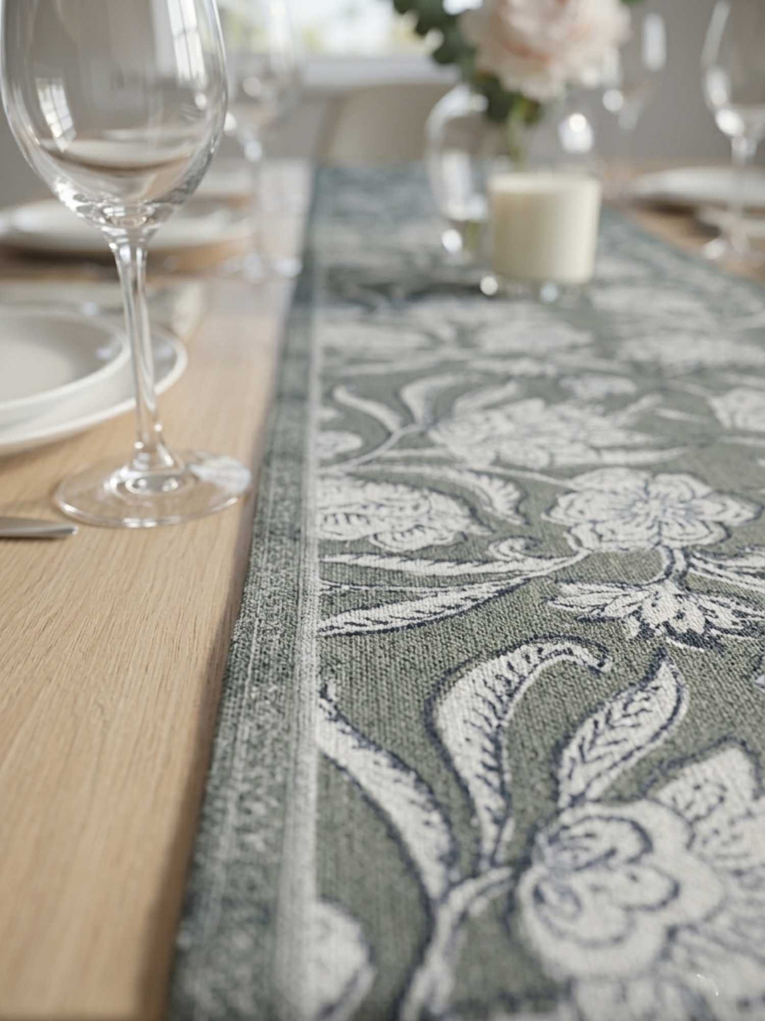 Monochrome Floral Table Runner