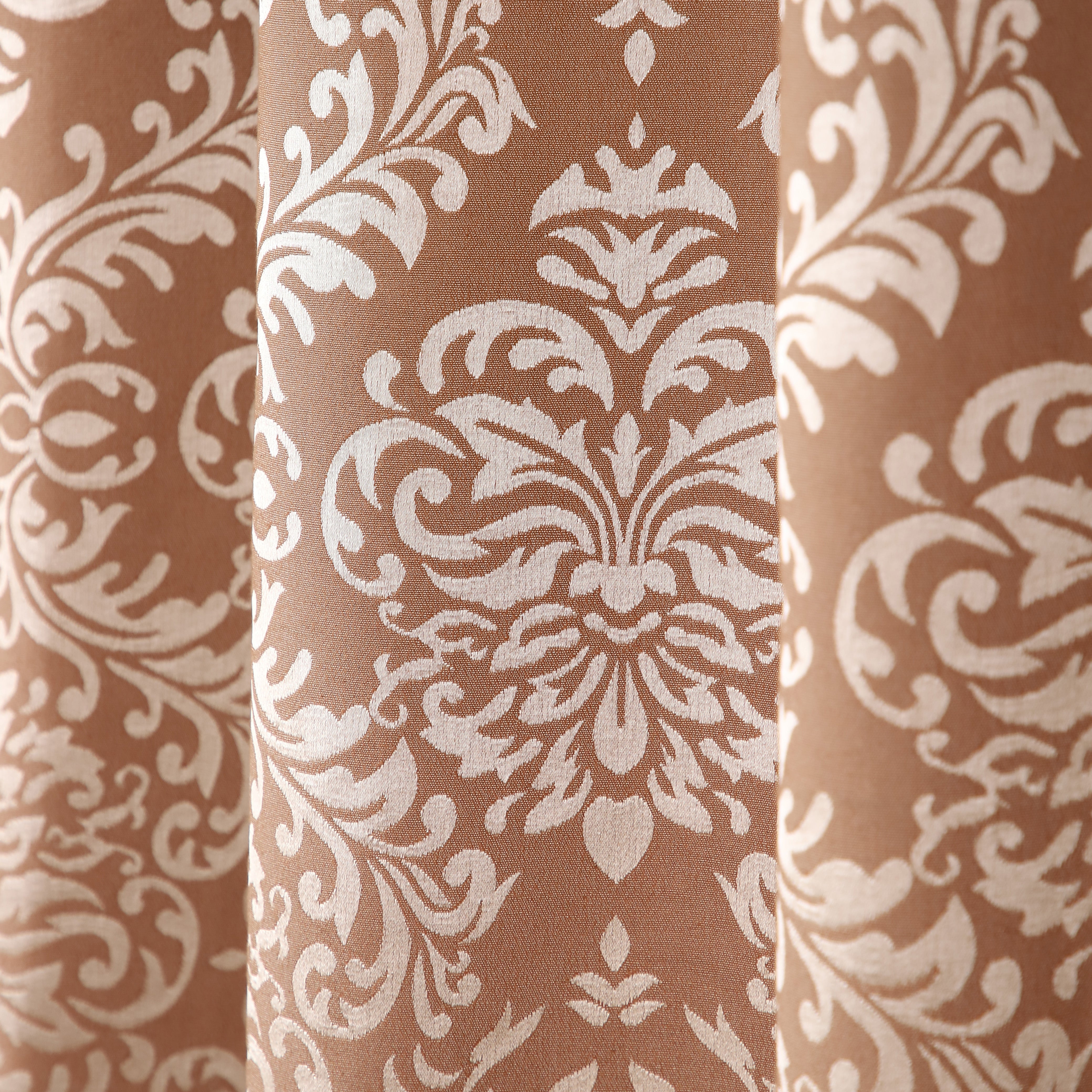 Cotton Heavy Fabric Grommet Self Design Brown Curtain