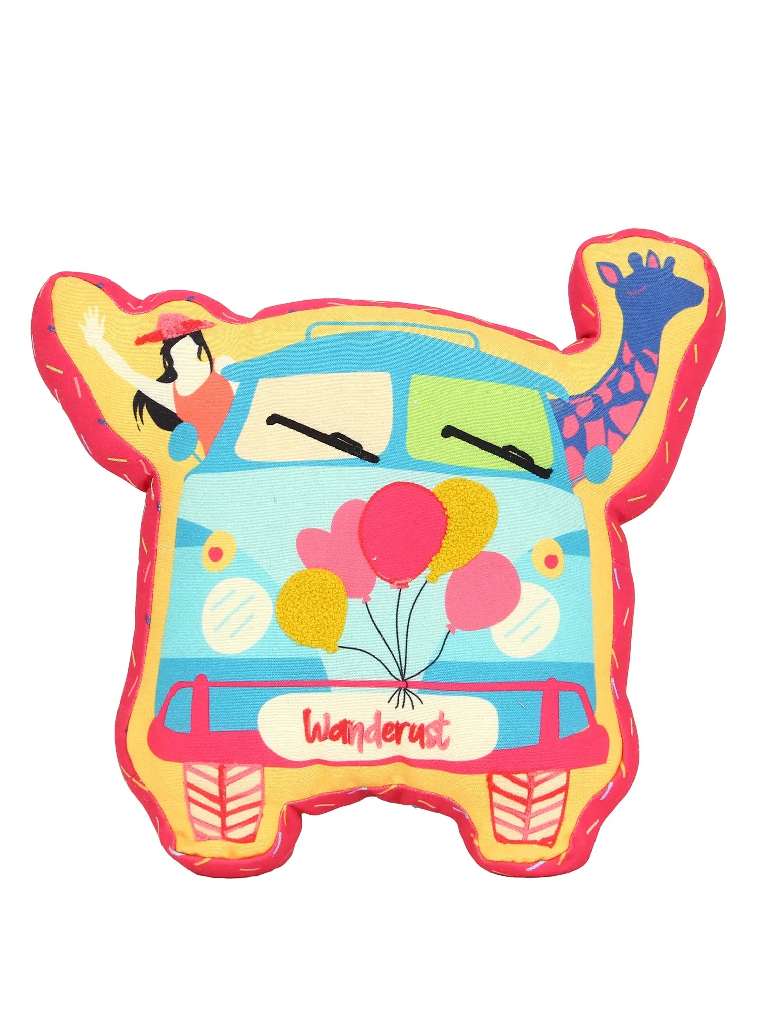 Giraffe Bus Printed Shape Cushion for Kids