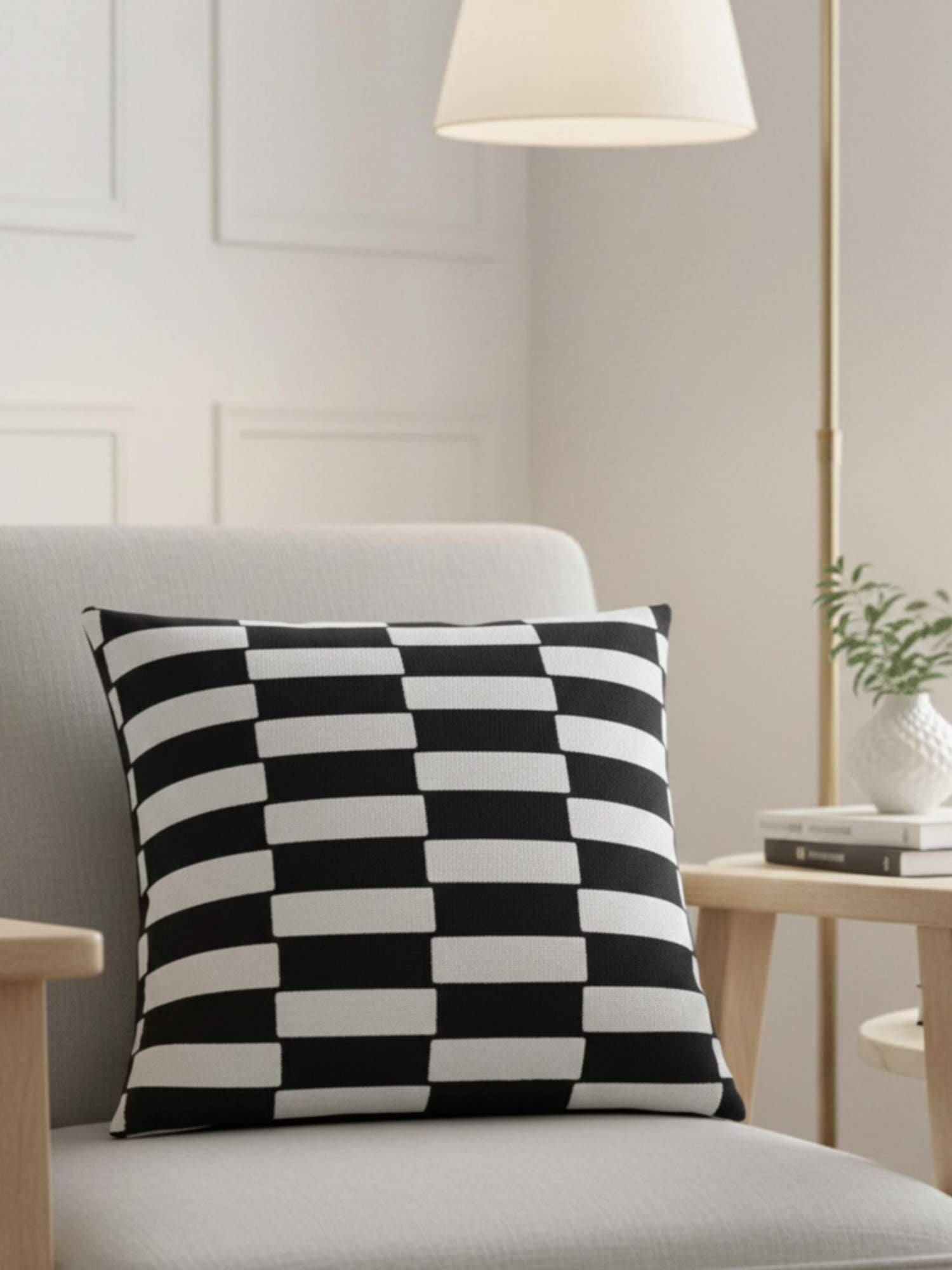 Black and White Checks 18x18 Inch Cushion Cover - Pack of 1