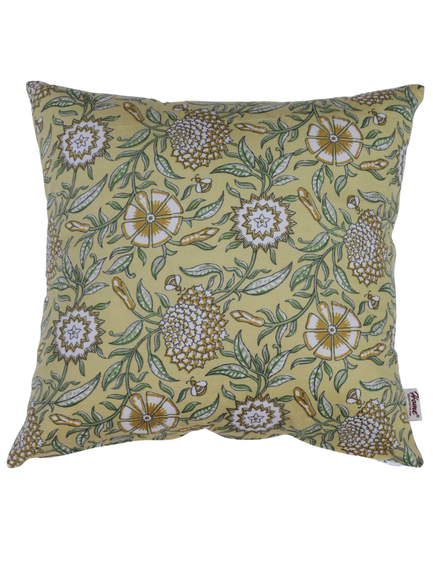 Velvet Vintage Green Floral Cushion Cover - 16x16 Inch