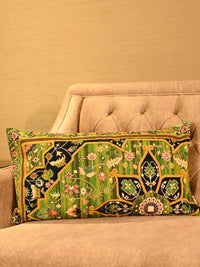Regal Garden Corduroy Velvet Embroidered Cushion Cover – 14x24 Inch