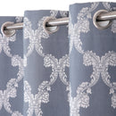 Cotton Grommet Self Design Blue and Silver Curtain