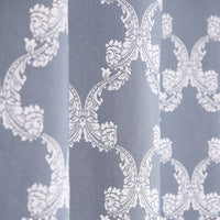 Cotton Grommet Self Design Blue and Silver Curtain