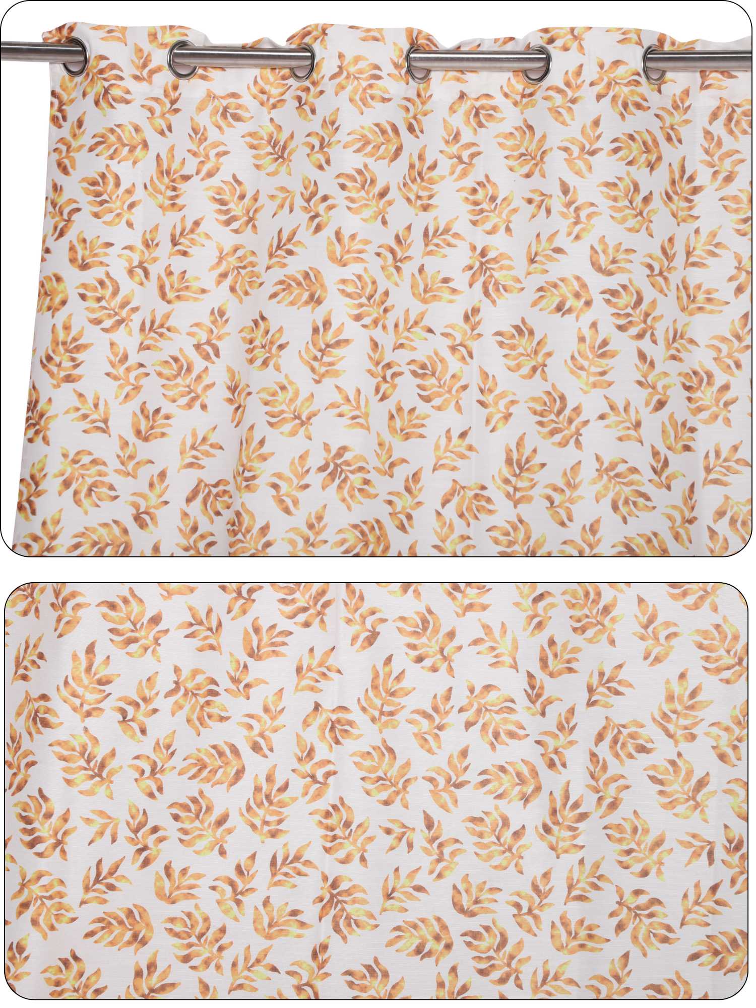 Mustard Leaf Printed Door Curtain - Pack of 1