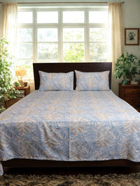 Floral Printed Bed Cover for Double Bed with Pillow Covers - 18x27 Inches