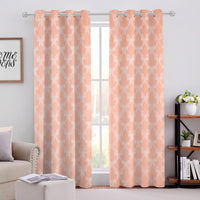 Cotton Heavy Fabric Grommet Self Design Peach Curtain