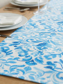 Sky Blue Aqua Pattern Table Runner
