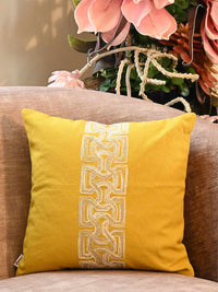 Aurelia Centre-Band Embroidered Cushion Cover - 16x16 Inch