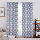 Cotton Grommet Self Design Blue and Silver Curtain