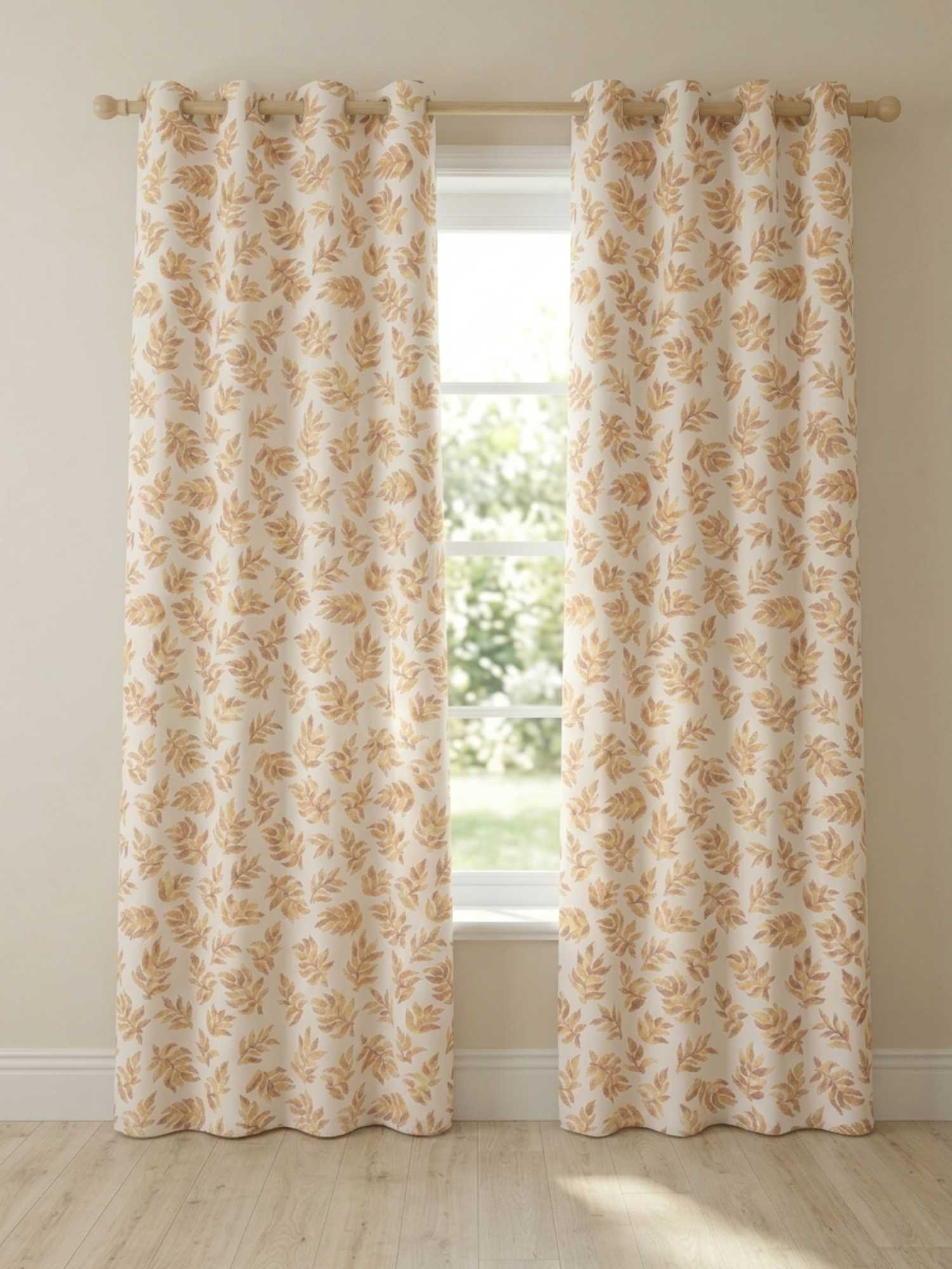 Mustard Leaf Printed Door Curtain - Pack of 1