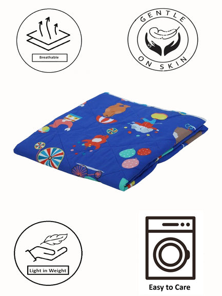 Printed Kids Character Blue Quilt