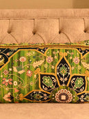 Regal Garden Corduroy Velvet Embroidered Cushion Cover – 14x24 Inch