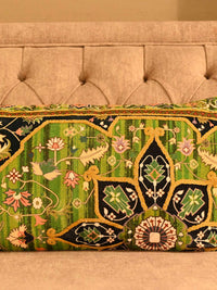 Regal Garden Corduroy Velvet Embroidered Cushion Cover – 14x24 Inch
