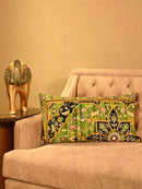 Regal Garden Corduroy Velvet Embroidered Cushion Cover – 14x24 Inch