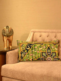 Regal Garden Corduroy Velvet Embroidered Cushion Cover – 14x24 Inch