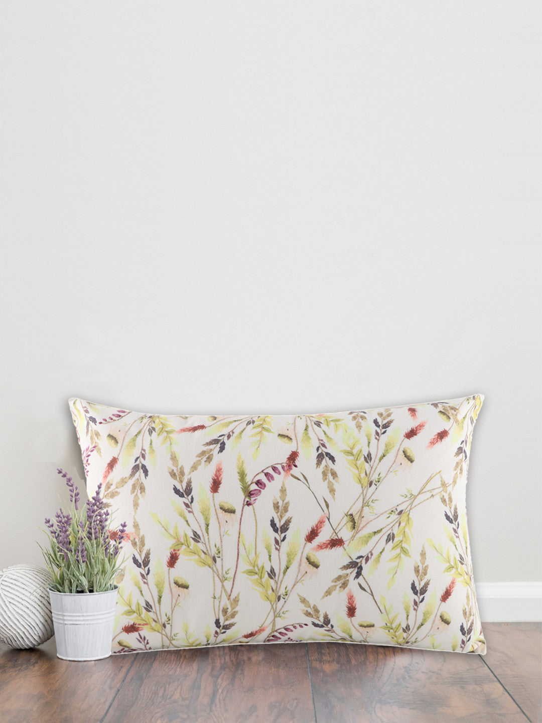 Printed and Embroidered Floral 12x18 Inch Cushion Cover - Pack of 1