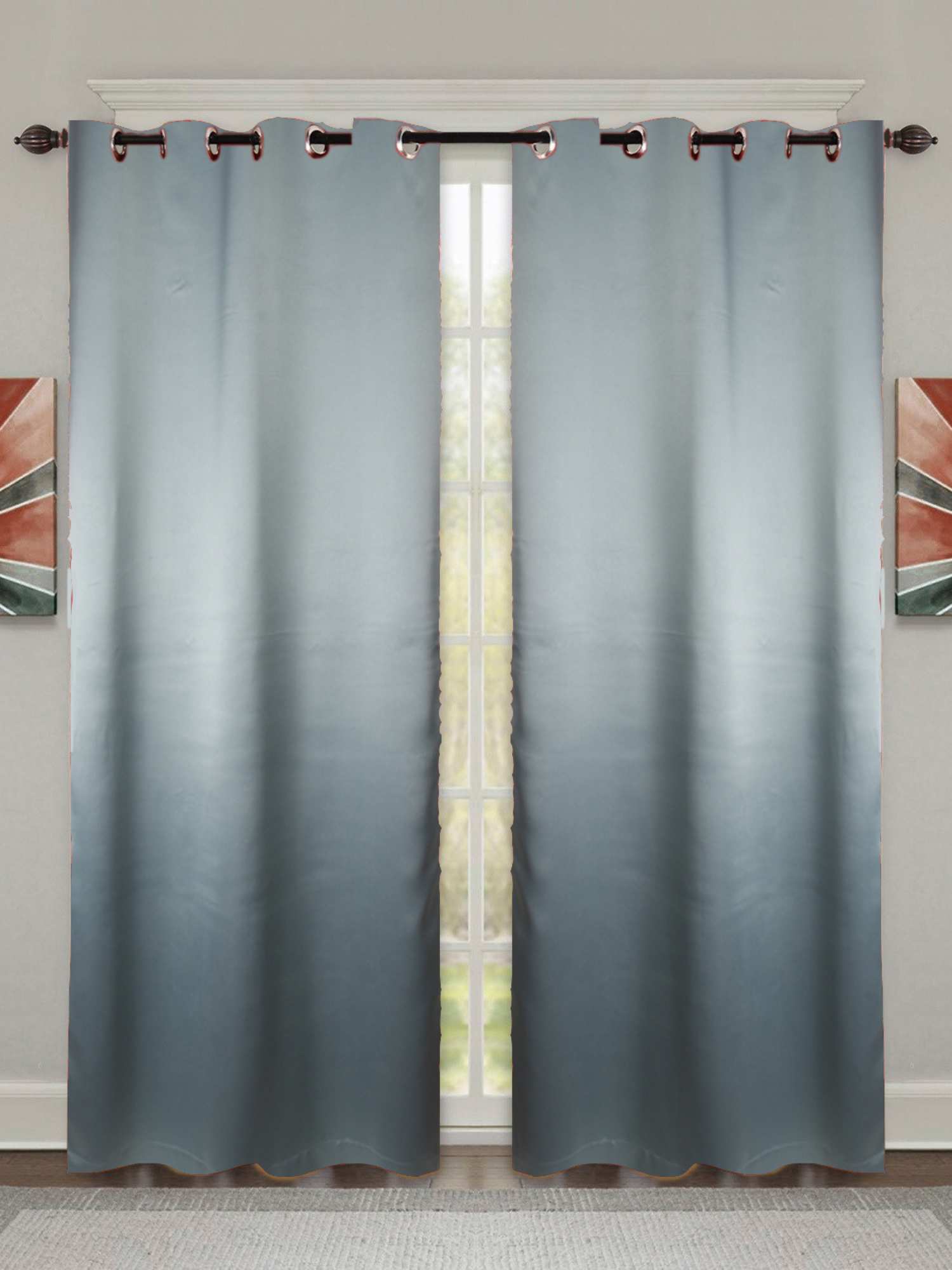 Blue Plain Blackout Curtains - Pack of 1