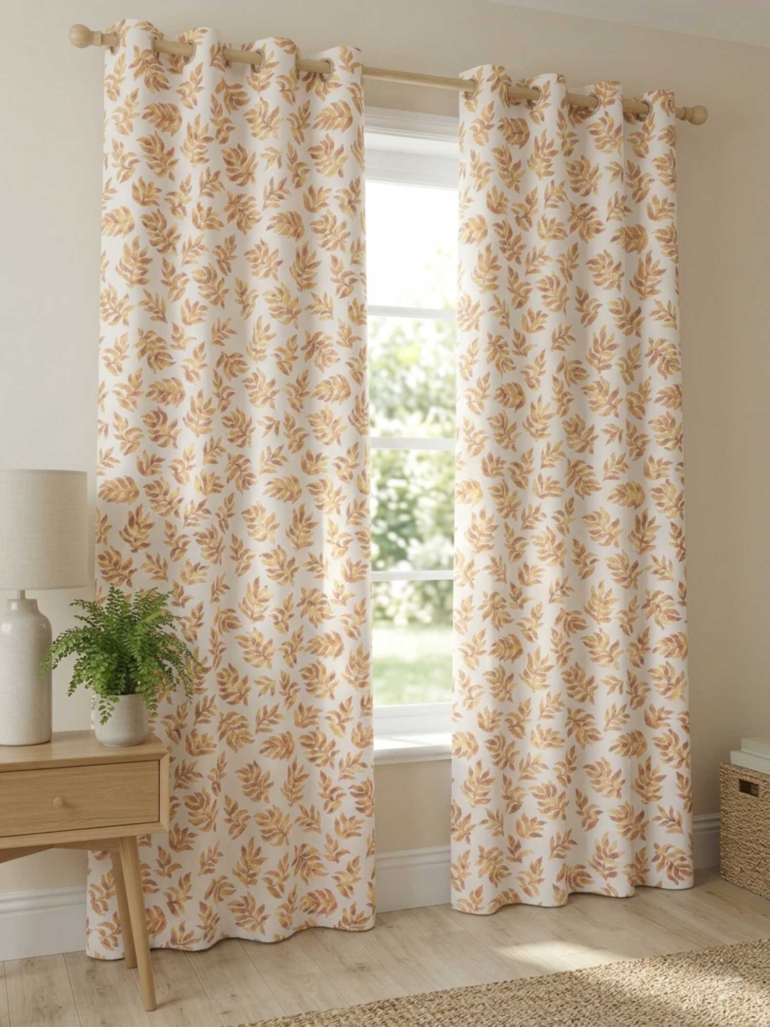 Mustard Leaf Printed Door Curtain - Pack of 1