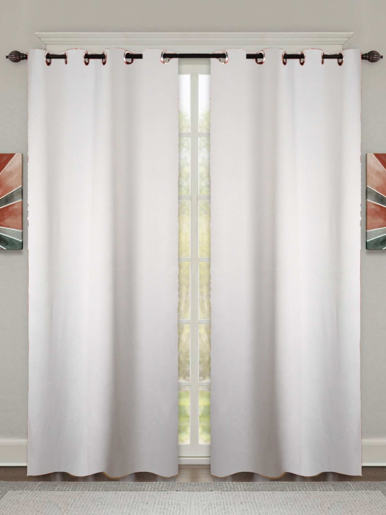 Silver Plain Blackout Curtains - Pack of 1