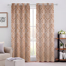 Cotton Heavy Fabric Grommet Self Design Brown Curtain
