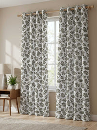 Green Leaf Printed Door Curtain - Pack of 1
