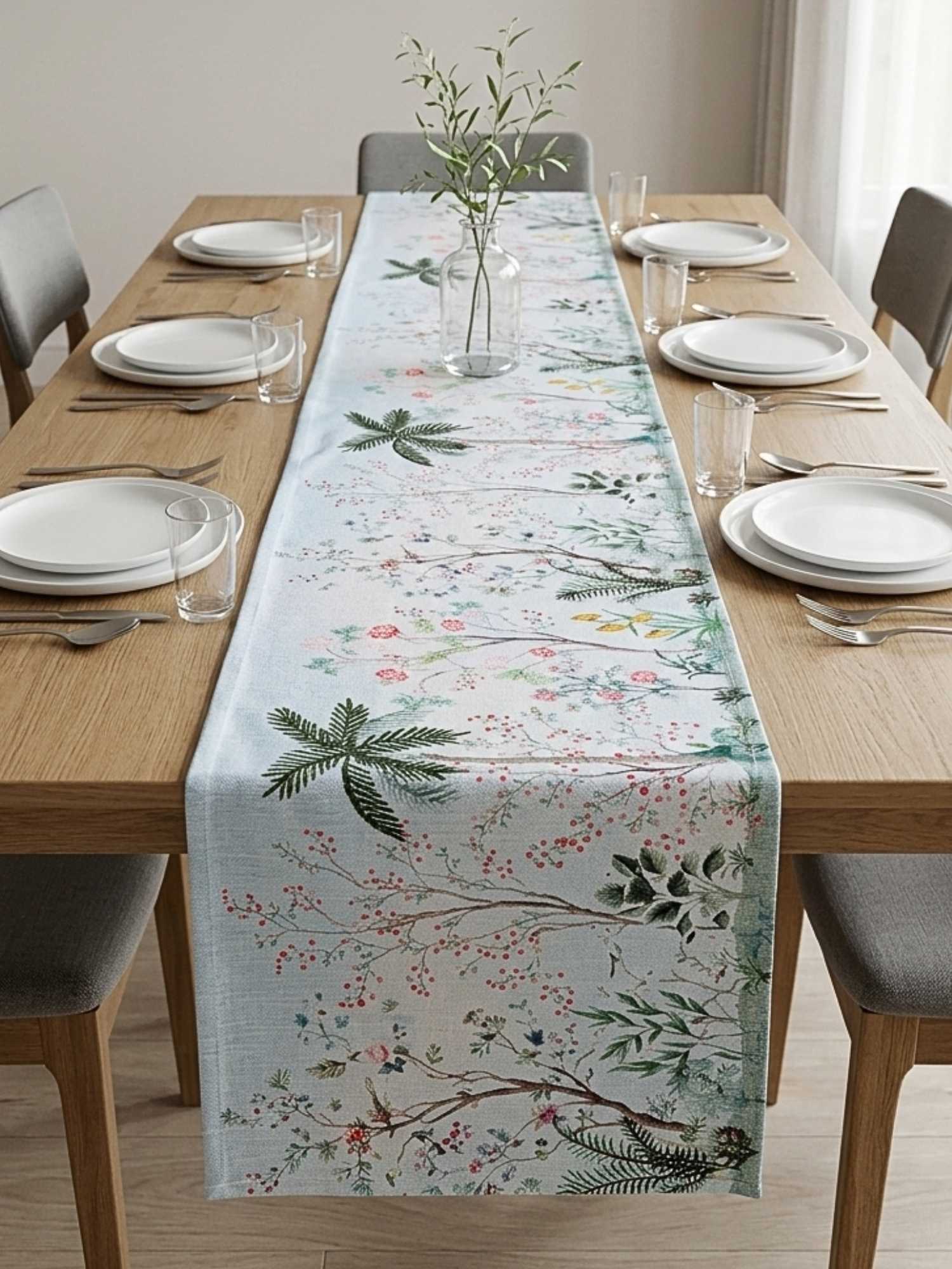 Serene Botanica Velvet Table Runner