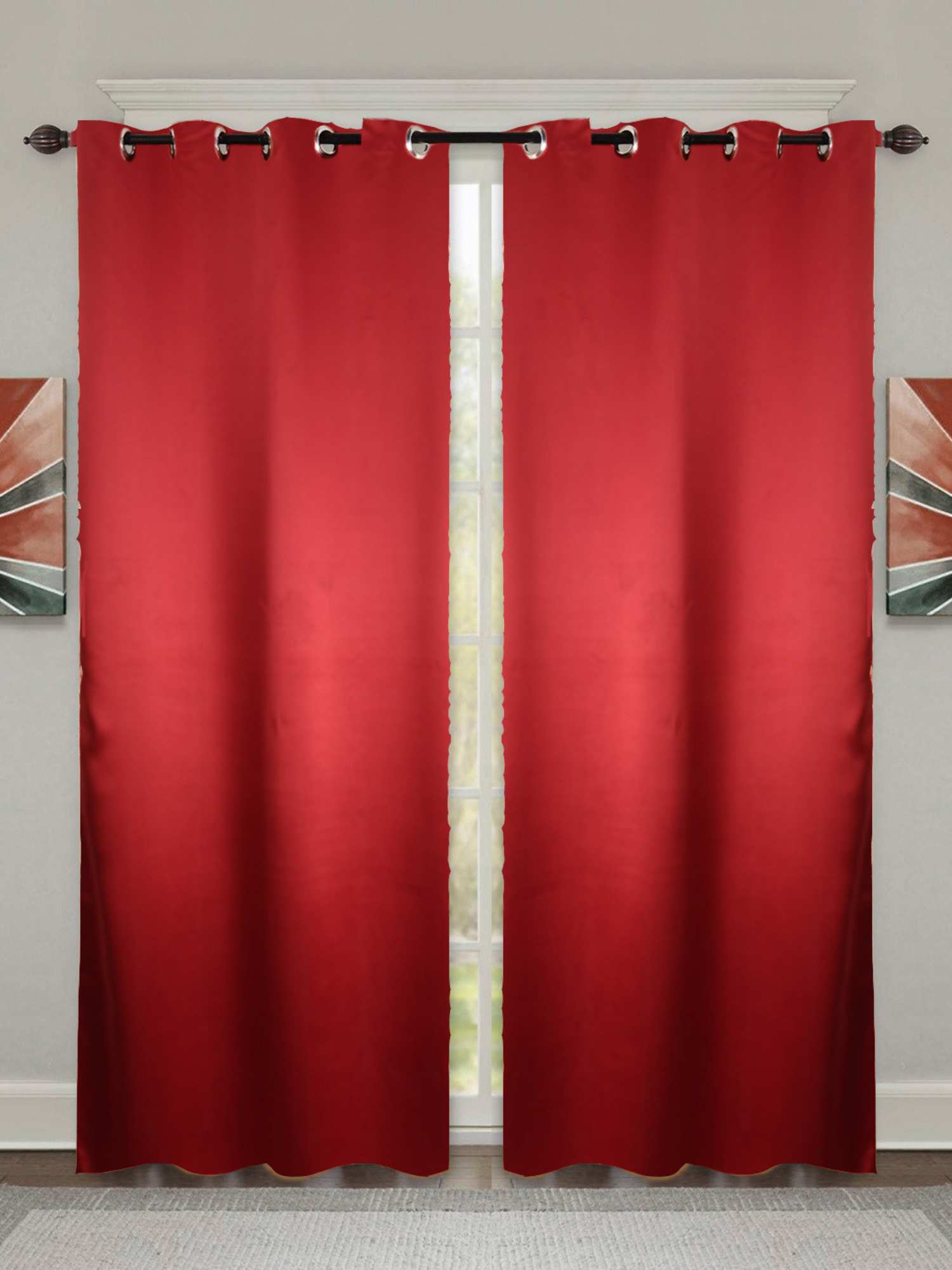 Red Plain Blackout Curtains | Curtains for Living Room | Pack of 1