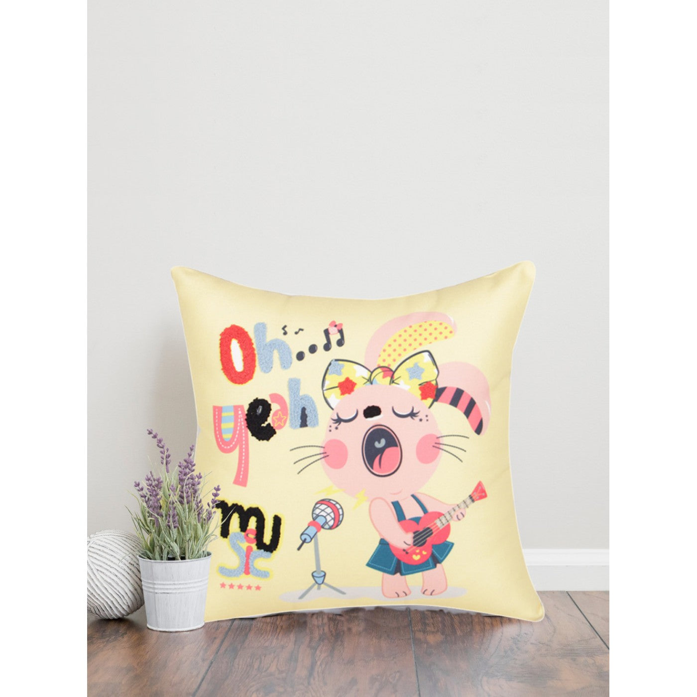 Vibrant Music-Themed Cushion Cover