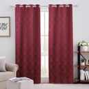 Cotton Burgundy Self Design Curtain with Grommets