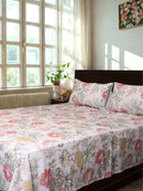 Floral Printed Bed Cover for Double Bed with Pillow Covers - 18x27 Inches