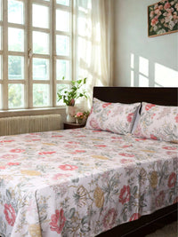 Floral Printed Bed Cover for Double Bed with Pillow Covers - 18x27 Inches