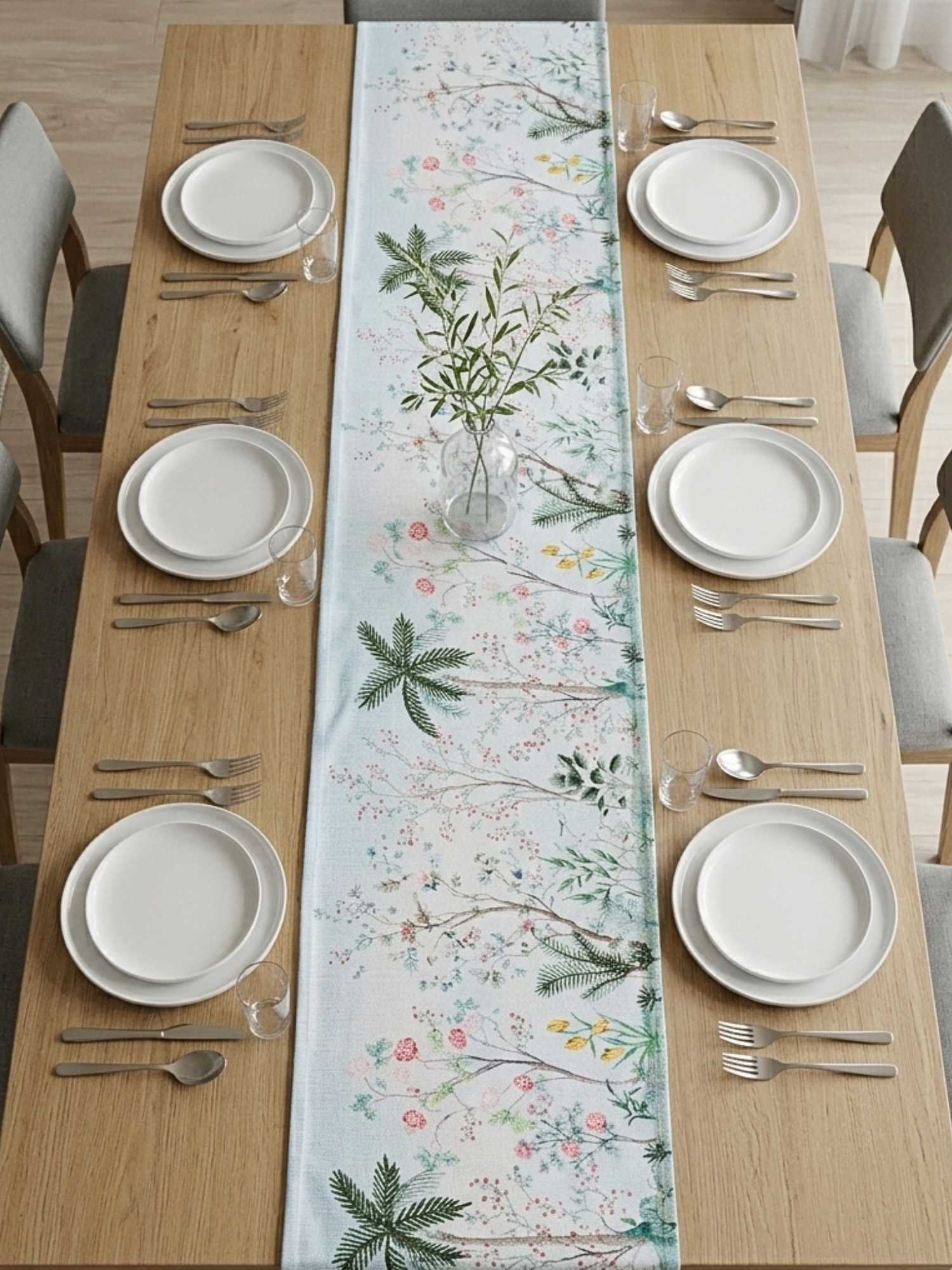 Serene Botanica Velvet Table Runner