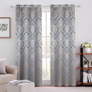 Cotton Heavy Fabric Grommet Self Design Blue Curtain